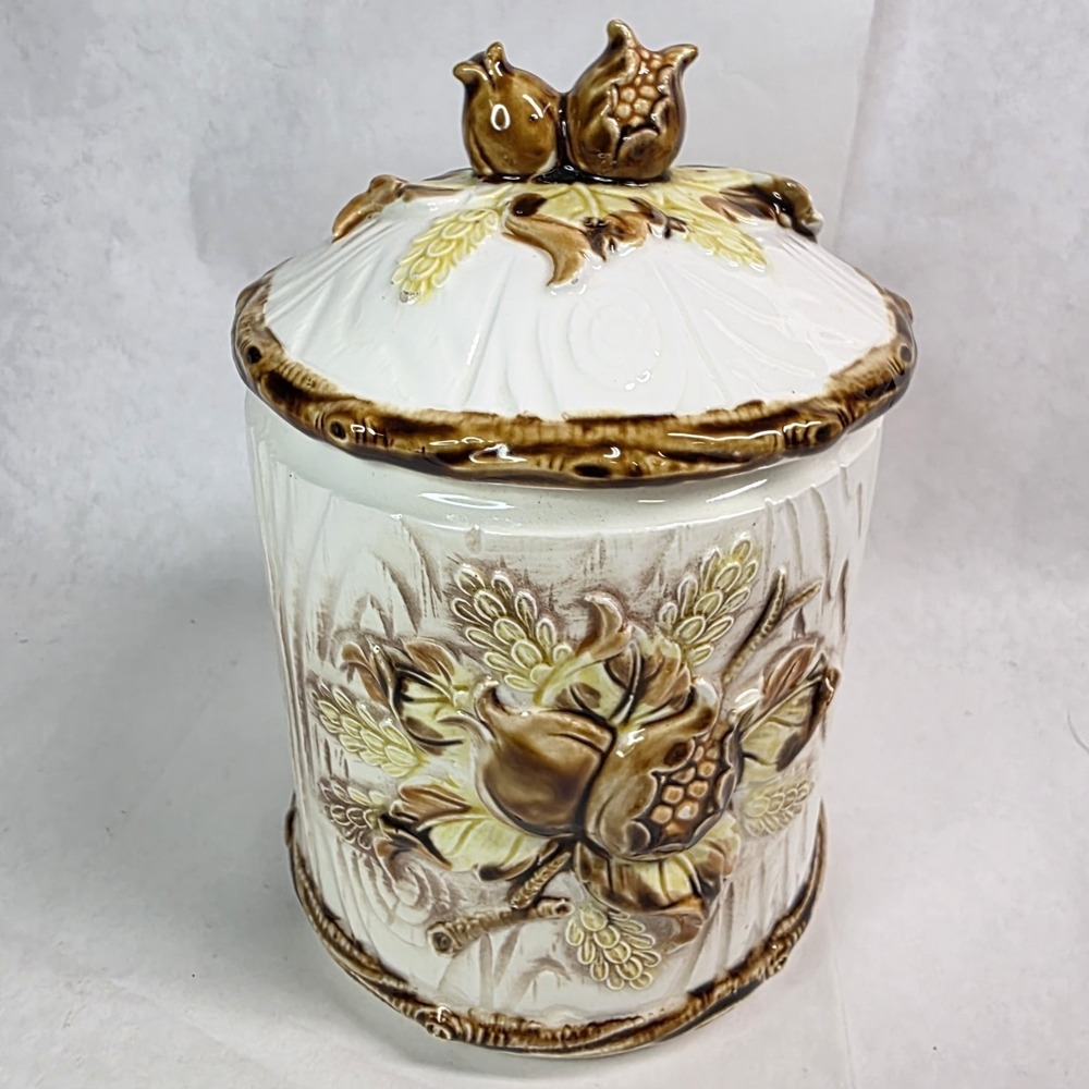 NEVCO Japan Harvest Acorn Ceramic 9" Canister Jar w/Lid
